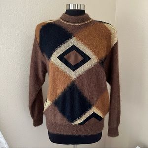 Vtg Donna Mizar Gold Lurex Mohair Blend sweater